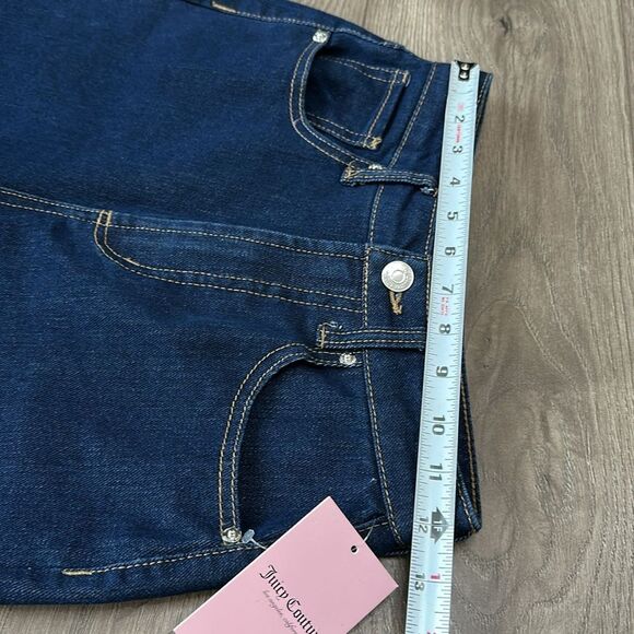 Juicy Couture High Rise Wide Leg Rhinestone Embellished Blue Jeans Size 26 - Picture 7 of 12